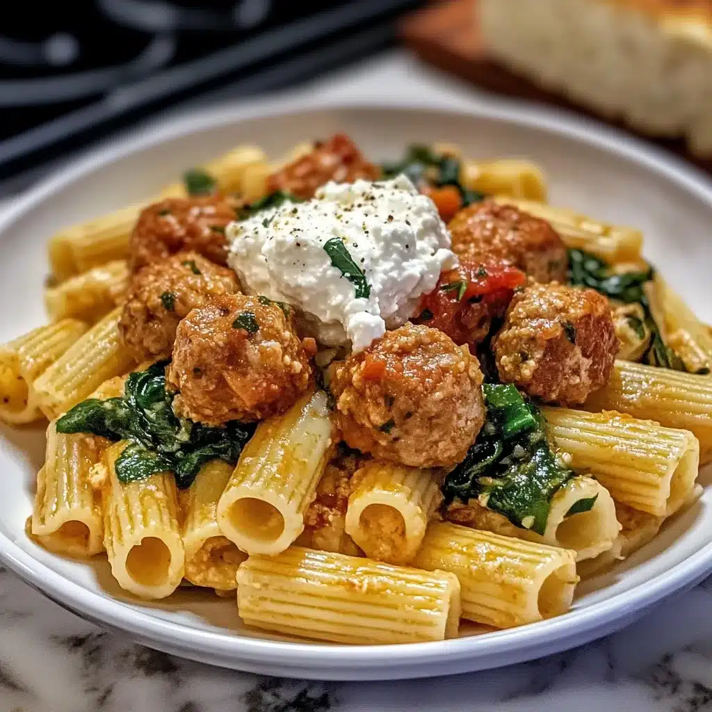 Turkey Rigatoni Zesty Turkey & Ricotta Meatballs with Garlic Spinach Rigatoni: An ...